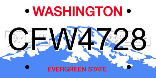 CFW4728 Washington License Plate