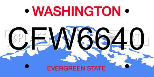 CFW6640 Washington License Plate