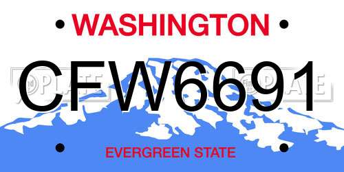 CFW6691 Washington License Plate