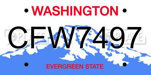 CFW7497 Washington License Plate