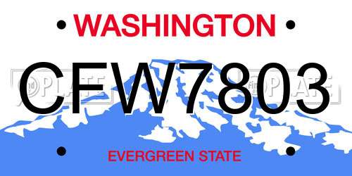 CFW7803 Washington License Plate