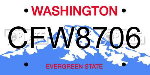 CFW8706 Washington License Plate