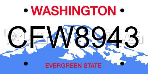 CFW8943 Washington License Plate