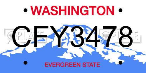 CFY3478 Washington License Plate
