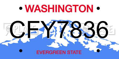 CFY7836 Washington License Plate
