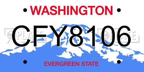 CFY8106 Washington License Plate