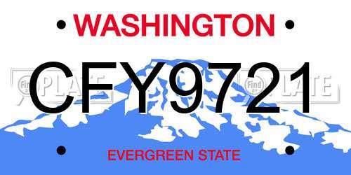 CFY9721 Washington License Plate