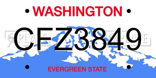 CFZ3849 Washington License Plate