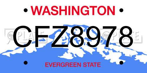 CFZ8978 Washington License Plate