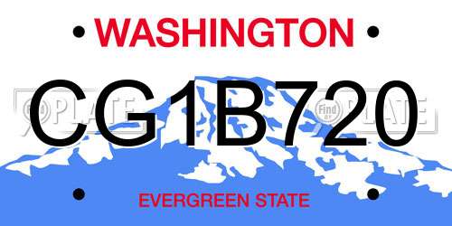 CG1B720 Washington License Plate