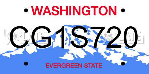 CG1S720 Washington License Plate