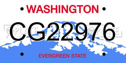 CG22976 Washington License Plate