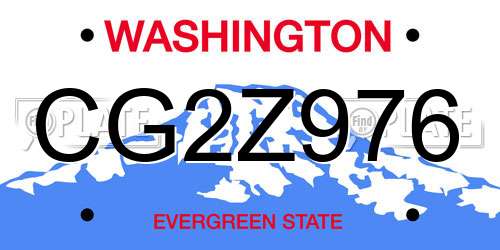 CG2Z976 Washington License Plate