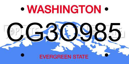 CG3O985 Washington License Plate