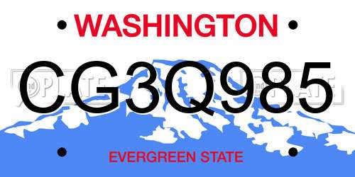 CG3Q985 Washington License Plate