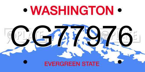 CG77976 Washington License Plate