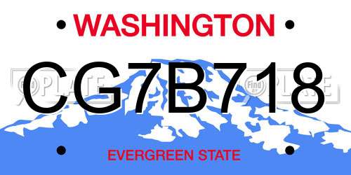 CG7B718 Washington License Plate