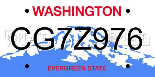 CG7Z976 Washington License Plate