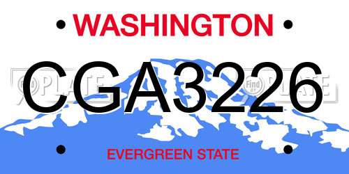 CGA3226 Washington License Plate
