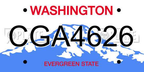 CGA4626 Washington License Plate