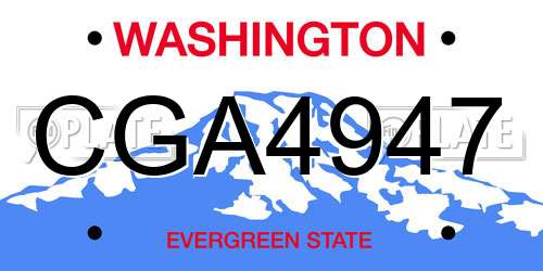 CGA4947 Washington License Plate