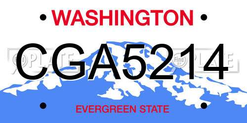 CGA5214 Washington License Plate
