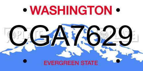 CGA7629 Washington License Plate