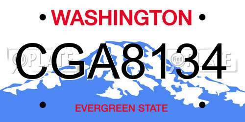 CGA8134 Washington License Plate