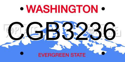 CGB3236 Washington License Plate