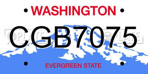 CGB7075 Washington License Plate