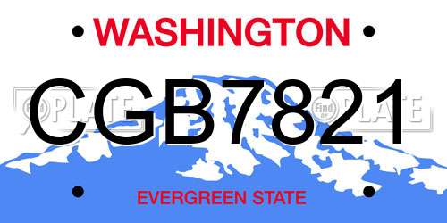 CGB7821 Washington License Plate