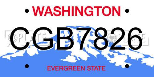 CGB7826 Washington License Plate