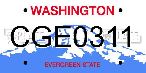 CGE0311 Washington License Plate