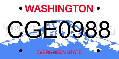 CGE0988 Washington License Plate