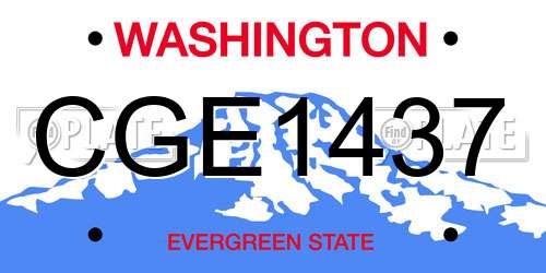 CGE1437 Washington License Plate