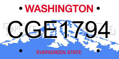 CGE1794 Washington License Plate