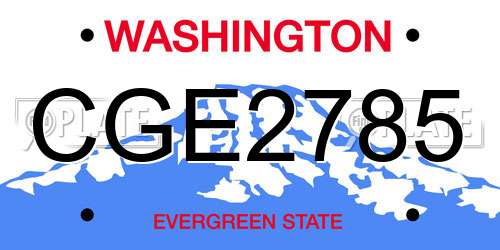 CGE2785 Washington License Plate