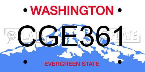 CGE361 Washington License Plate