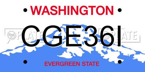 CGE36I Washington License Plate