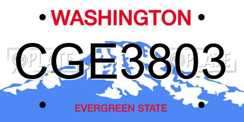 CGE3803 Washington License Plate