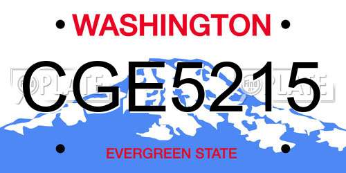 CGE5215 Washington License Plate