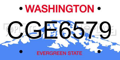 CGE6579 Washington License Plate