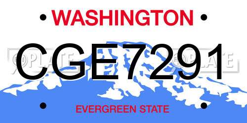 CGE7291 Washington License Plate