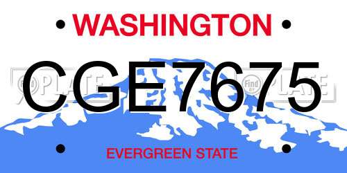 CGE7675 Washington License Plate