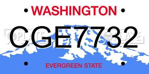CGE7732 Washington License Plate