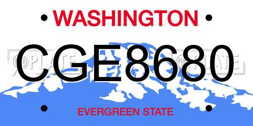 CGE8680 Washington License Plate