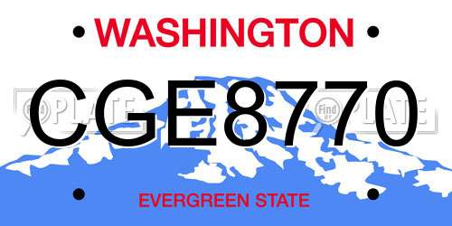 CGE8770 Washington License Plate