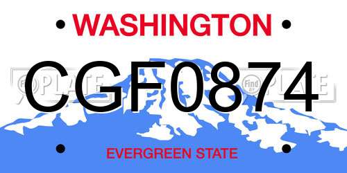 CGF0874 Washington License Plate
