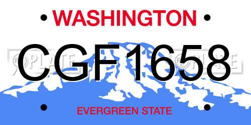 CGF1658 Washington License Plate