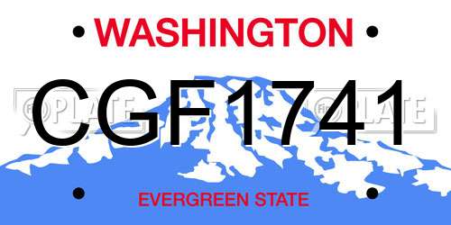 CGF1741 Washington License Plate